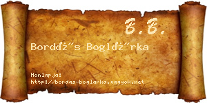 Bordás Boglárka névjegykártya